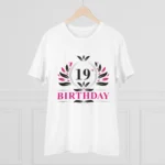 Generic Men's PC Cotton 19th Birthday Printed T Shirt (Color: White, Thread Count: 180GSM) - Image 3