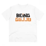 Generic Men's PC Cotton Being Gujju Printed T Shirt (Color: White, Thread Count: 180GSM)