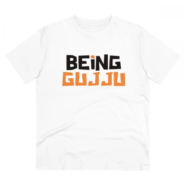 Generic Men's PC Cotton Being Gujju Printed T Shirt (Color: White, Thread Count: 180GSM)