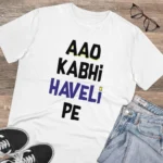 Generic Men's PC Cotton Aao Kabhi Haveli Pe Printed T Shirt (Color: White, Thread Count: 180GSM) - Image 4