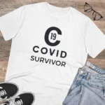 Generic Men's PC Cotton Covid 19 Survivor Printed T Shirt (Color: White, Thread Count: 180GSM) - Image 4