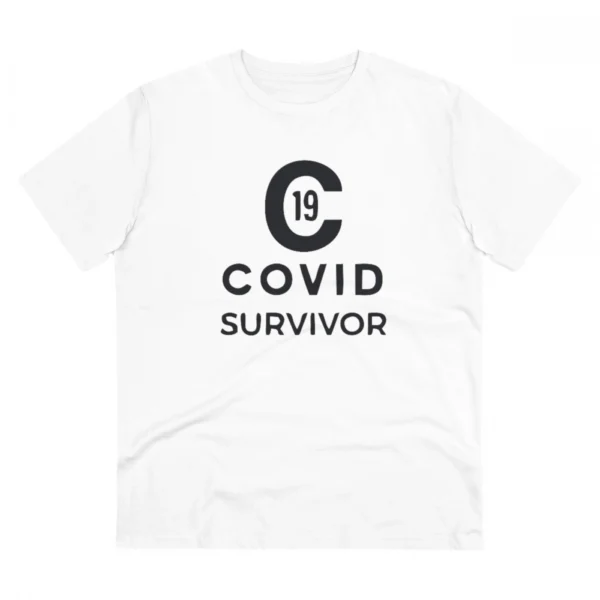 Generic Men's PC Cotton Covid 19 Survivor Printed T Shirt (Color: White, Thread Count: 180GSM)