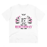 Generic Men's PC Cotton 27th Birthday Printed T Shirt (Color: White, Thread Count: 180GSM)