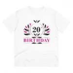 Generic Men's PC Cotton 20th Birthday Printed T Shirt (Color: White, Thread Count: 180GSM)