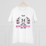 Generic Men's PC Cotton 34th Birthday Printed T Shirt (Color: White, Thread Count: 180GSM) - Image 3