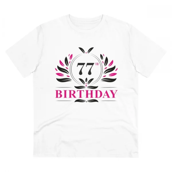 Generic Men's PC Cotton 77th Birthday Printed T Shirt (Color: White, Thread Count: 180GSM)