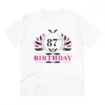 Generic Men's PC Cotton 87th Birthday Printed T Shirt (Color: White, Thread Count: 180GSM)