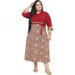 Generic Women's Fit And Flare Maroon Dress (Color:Maroon, Material:Polyester) - Image 2