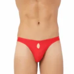 Generic Men's Cotton Spandex Brief Thong Front Open Hole Notch Underwear (Red) - Image 7