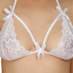 Generic Women's Lace Solid Sheer Lace Lingerie Set (White) - Image 5