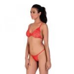 Generic Women's Lace Special Moment Tanga Lingerie Bra Panty Set (Red) - Image 4