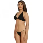 Generic Women's Nylon Spandex Black Bikini Sexy Bra Panty (Black) - Image 3