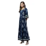 Generic Women's Cotton  Printed Regular Kurti (Blue, Cotton ) - Image 3