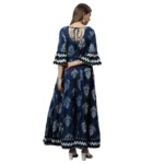 Generic Women's Cotton  Printed Regular Kurti (Blue, Cotton ) - Image 2