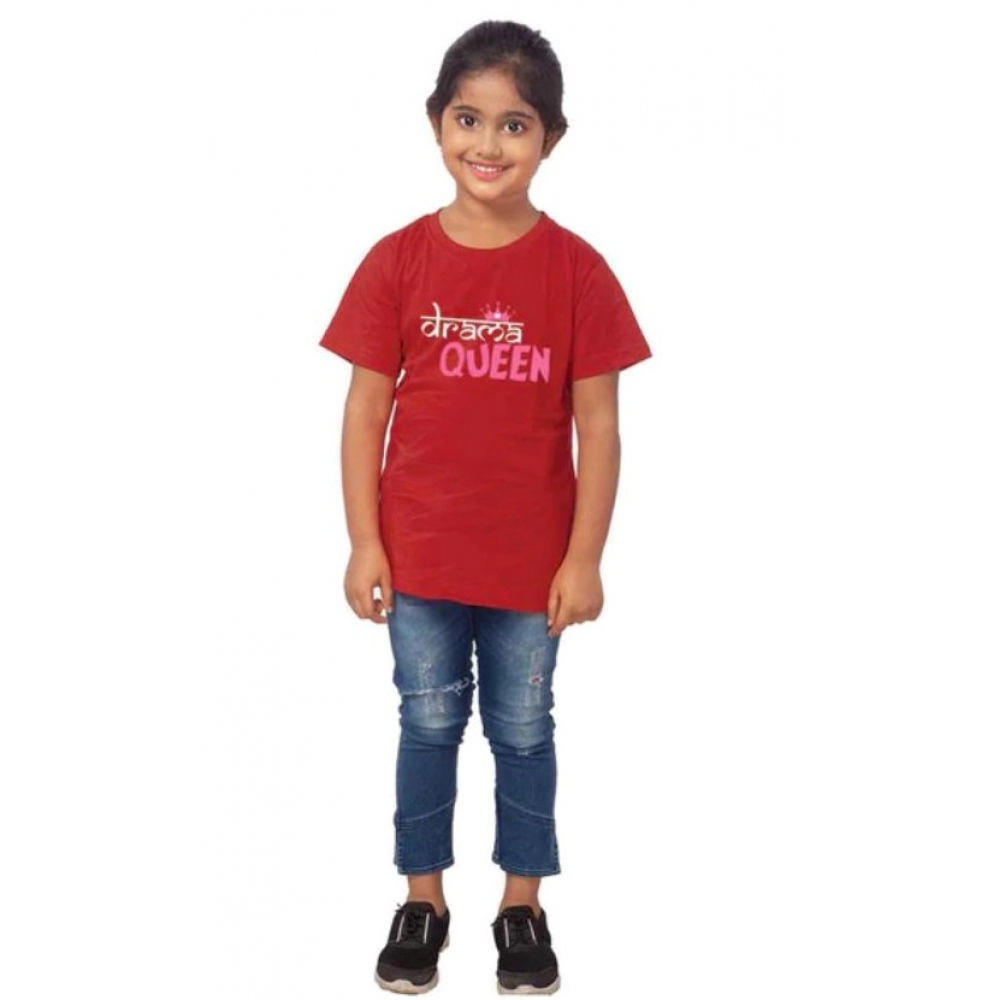 52321274926_ae00743dc7_o_d-1000x1000-1.webp Generic Girls Cotton Drama Queen Half Sleeve TShirt (Maroon) - Image 1