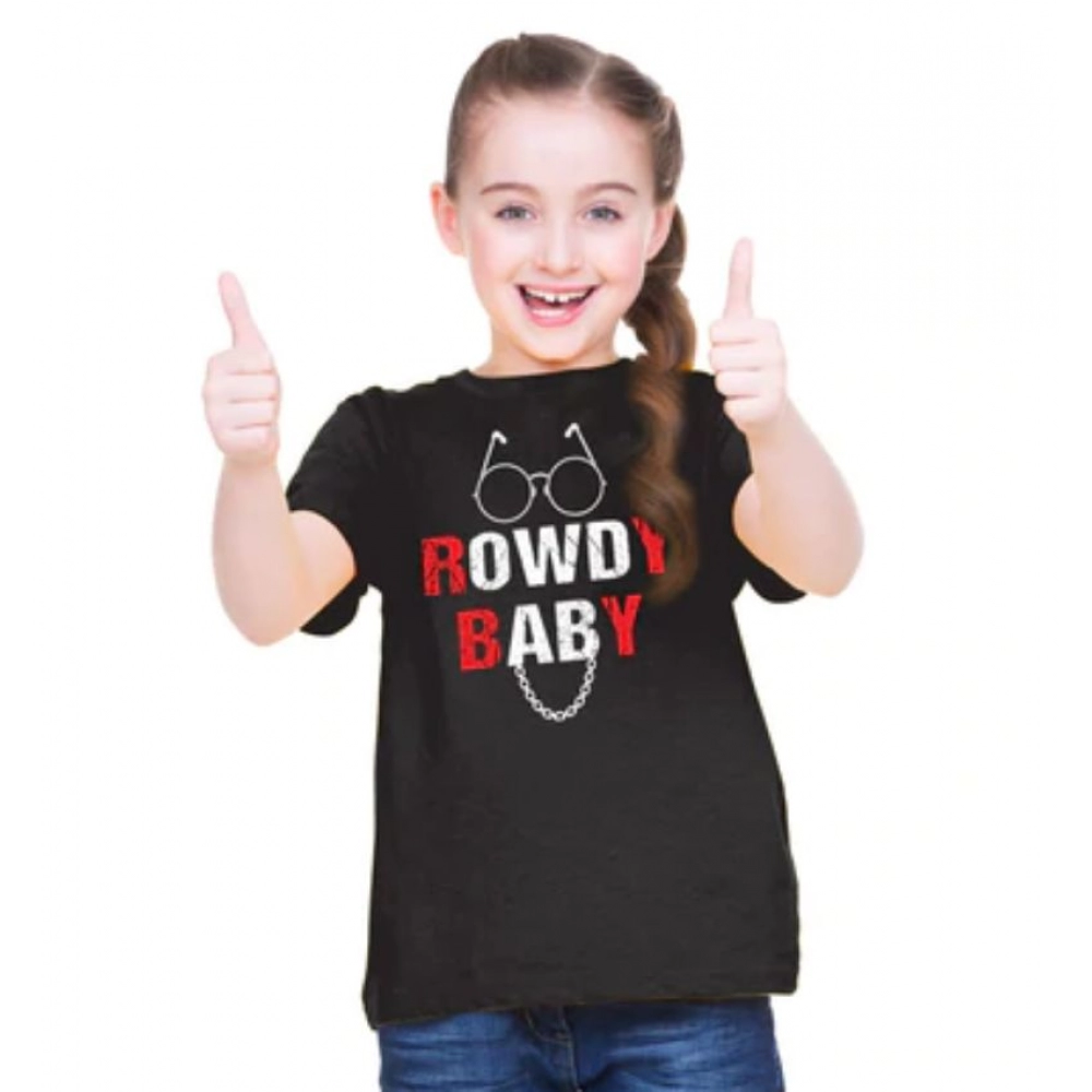 52321616693_899133a0ba_o_d-1000x1000-1.webp Generic Girls Cotton Rowdy Baby Half Sleeve TShirt (Black) - Image 1