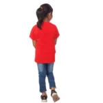 Generic Girls Cotton Cat Half Sleeve TShirt (Red) - Image 2