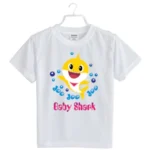 Generic Girls Cotton Baby Shark Half Sleeve TShirt (White) - Image 2