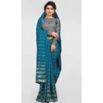 Generic Women's Vichitra Saree with Blouse (Rama, 5-6 Mtrs) - Image 4