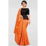 Generic Women's Vichitra Saree with Blouse (Orange, 5-6 Mtrs) - Image 4