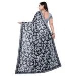 Generic Women's Lycra Blend Saree with Blouse (Grey, 5-6 Mtrs) - Image 2