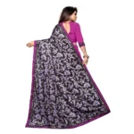 Generic Women's Lycra Blend Saree with Blouse (Purple, 5-6 Mtrs) - Image 2