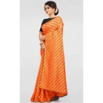 Generic Women's Vichitra Saree with Blouse (Orange, 5-6 Mtrs) - Image 3