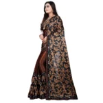 Generic Women's Lycra Blend Saree with Blouse (Coffee, 5-6 Mtrs) - Image 3