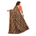 Generic Women's Lycra Blend Saree with Blouse (Orange, 5-6 Mtrs) - Image 2