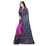 Generic Women's Lycra Blend Saree with Blouse (Purple, 5-6 Mtrs) - Image 3