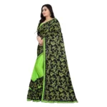 Generic Women's Lycra Blend Saree with Blouse (Pista, 5-6 Mtrs) - Image 3