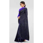 Generic Women's Vichitra Saree with Blouse (Blue, 5-6 Mtrs) - Image 3