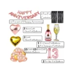 Generic 13Th Anniversary Rose Gold Foil Balloons With Happy Decoration Items Set (Rose Gold) - Image 3