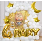 Generic 4Th Birthday Decoration Combo Of No 4 Balloons, Foil And Metallic Balloons (Golden)