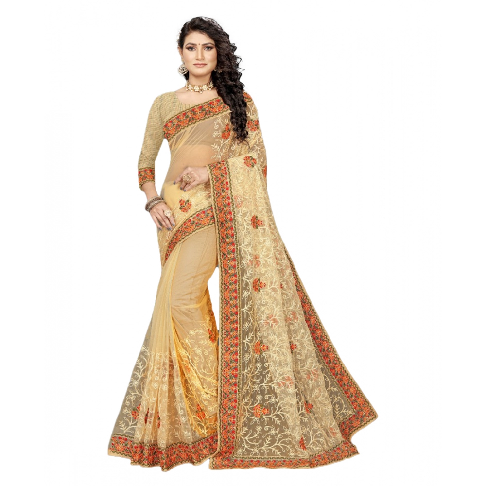 52904714270_5cf436d9e6_o_d-1000x1000-1.webp Generic Women's Net Saree With Blouse (Chiku, 5-6Mtrs) - Image 1