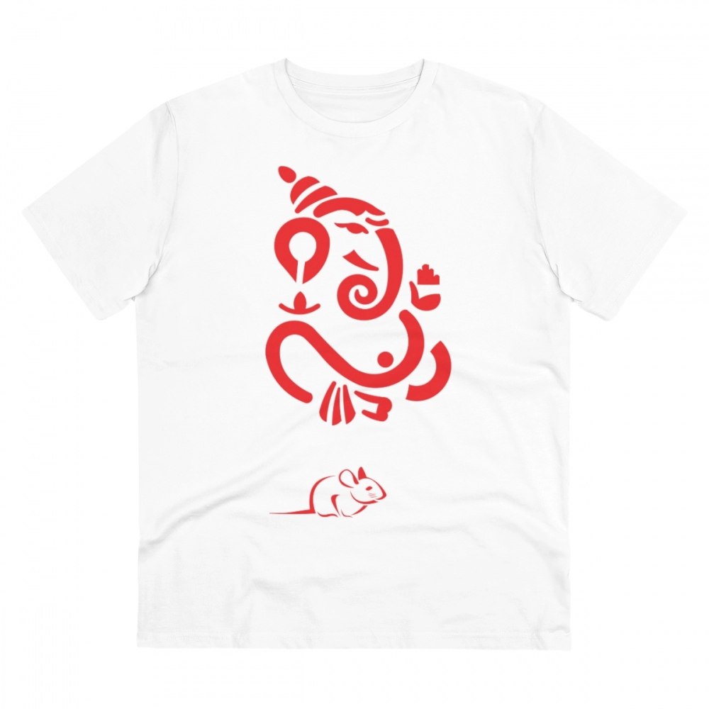 53056335581_e56b5ea5c0_o_d-1000x1000-1.webp Generic Men's PC Cotton Ganesh Printed T Shirt (Color: White, Thread Count: 180GSM) - Image 1
