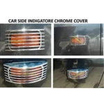 Generic Set Of 2 Stylish Car Side Lamp/Indicator Rim Sticker Grill/Jali Genre Chrome Finishing Silver Cover Auto Car Exterior Accessories (Multicolor) - Image 3