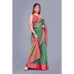 Generic Women's Viscose Rayon Printed Saree With Unstitched Blouse (Rama) - Image 5