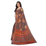 Generic Women's Viscose Rayon Printed Saree With Unstitched Blouse (Grey) - Image 4