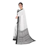 Generic Women's Georgette Printed Saree With Unstitched Blouse (Black) - Image 5