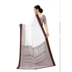 Generic Women's Georgette Printed Saree With Unstitched Blouse (Coffee) - Image 2