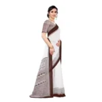 Generic Women's Georgette Printed Saree With Unstitched Blouse (Coffee) - Image 3