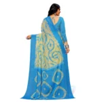 Generic Women's Georgette Printed Saree With Unstitched Blouse (Skyblue) - Image 3