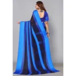Generic Women's Satin Patta Printed Saree With Unstitched Blouse (Skyblue) - Image 2
