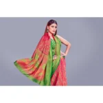 Generic Women's Viscose Rayon Printed Saree With Unstitched Blouse (Pink) - Image 2