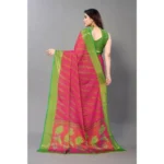 Generic Women's Viscose Rayon Printed Saree With Unstitched Blouse (Pink) - Image 3
