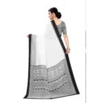 Generic Women's Georgette Printed Saree With Unstitched Blouse (Black) - Image 3