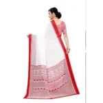 Generic Women's Georgette Printed Saree With Unstitched Blouse (Red) - Image 3
