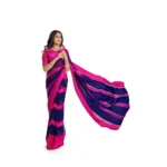 Generic Women's Satin Patta Printed Saree With Unstitched Blouse (Pink) - Image 4