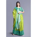 Generic Women's Viscose Rayon Printed Saree With Unstitched Blouse (Green) - Image 3
